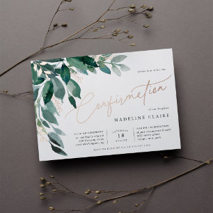 Invitation En Aluminium Abondant feuillage Confirmation