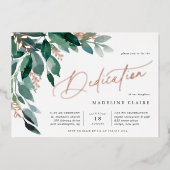 Invitation En Aluminium Abondant feuillage | Dédication pour bébé (Recto)