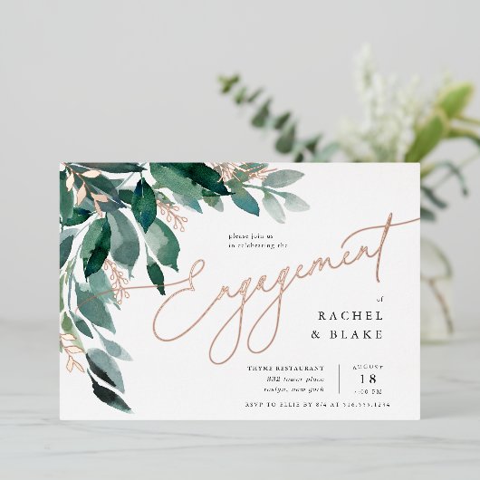 Invitation En Aluminium Abondant feuillage | Partie d'engagement (Debout devant)