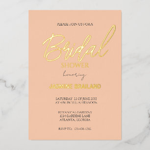 Invitation En Aluminium Abricot Moderne Simple Fête de Mariage Doré