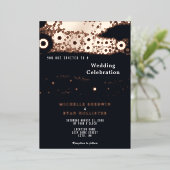 Invitation En Aluminium Abstrait Black Moody Motif Rose Gold Mariage (Debout devant)