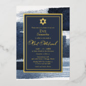Invitation En Aluminium Abstrait Blue Gilded Photo Bat mitzvah Real (Recto)