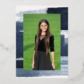 Invitation En Aluminium Abstrait Blue Gilded Photo Bat mitzvah Real (Verso)