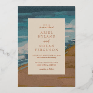 Invitation En Aluminium Abstrait Coastal Chic Mariage moderne