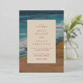Invitation En Aluminium Abstrait Coastal Chic Mariage moderne (Debout devant)