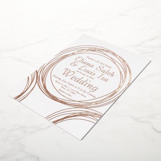 Invitation En Aluminium Abstrait Mariage circulaire en or pressé (Rotation)