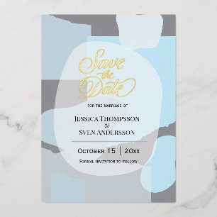Invitation En Aluminium Abstrait moderne bleu minimaliste Mariage artistiq