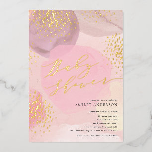 Invitation En Aluminium Abstrait Pastel Circles Baby shower à huile Foil I