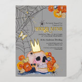 Invitation En Aluminium Académies sombres Florales Halloween Crâne Araigné (Recto)