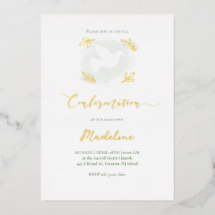 Invitation En Aluminium accents dorés Confirmation