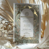 Invitation En Aluminium Accents or Mariage Art Nouveau Botanique Foil