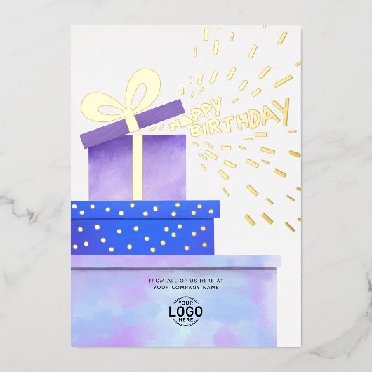 Invitation En Aluminium Add Logo Fun Purple Blue Gifts Business Birthday (Recto)
