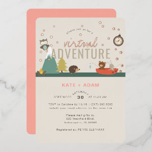 Invitation En Aluminium Adventure Await Woodland Girl Baby shower virtuel