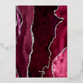 Invitation En Aluminium Agate Burgundy Silver Mariage bleu marine (Verso)