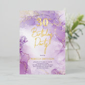 Invitation En Aluminium Agate Marine Purple and Gold 30e anniversaire (Debout devant)