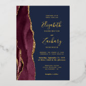 Invitation En Aluminium Agate moderne Bourgogne Rouge Mariage de la Marine (Recto)