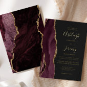 Invitation En Aluminium Agate moderne Bourgogne Rouge Or Mariage foncé