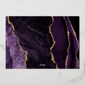 Invitation En Aluminium Agate moderne violet or foncé Enregistrer la date (Verso)