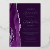 Invitation En Aluminium Agate Purple Argent Script Plum Mariage (Recto)