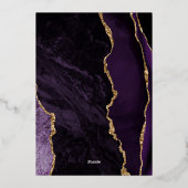 Invitation En Aluminium Agate Purple Gold Script Mariage foncé (Verso)