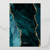 Invitation En Aluminium Agate Turquoise or moderne Mariage violet (Verso)