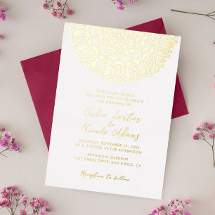 Invitation En Aluminium Agate Turquoise Sarcelle & Vin Floral Mandala Mari