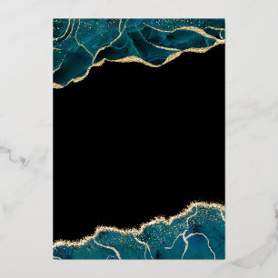 Invitation En Aluminium Agate Turquoise Turquoise Black Gold Mariage