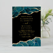 Invitation En Aluminium Agate Turquoise Turquoise Gold Blue Mariage (Debout devant)