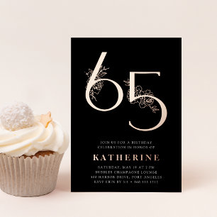 Invitation En Aluminium Âge d'or   65e anniversaire de fête Rose Gold