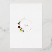 Invitation En Aluminium Airy Greenery Sunflowers Burgundy Gold Wedding (Verso)