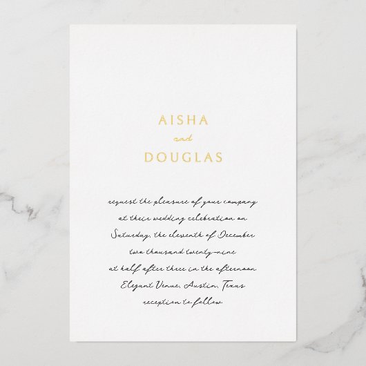 Invitation En Aluminium Aisha Elegant Mariage moderne (Recto)