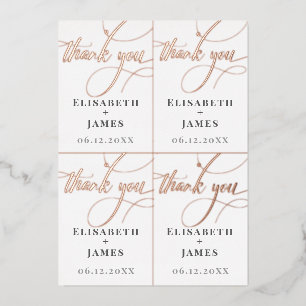 Invitation En Aluminium Ajouter le nom 4 Rose Gold Wedding Favor Tags à dé