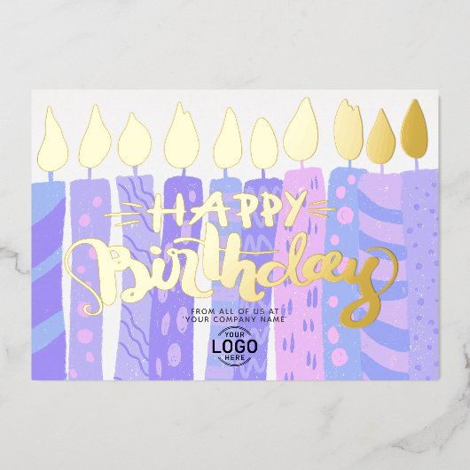 Invitation En Aluminium Ajouter Logo Amusants Bougies violettes Entreprise (Recto)