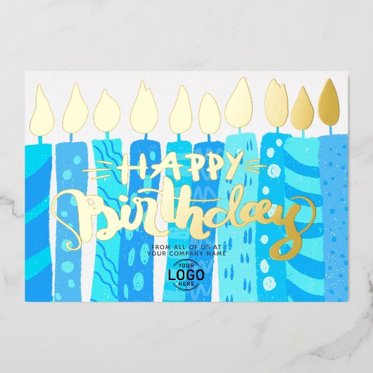 Invitation En Aluminium Ajouter Logo Amusants Sky Blue Candles Entreprise  (Recto)