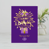 Invitation En Aluminium Ajouter Logo Purple Cadeau Feu d'artifice d'affair (Debout devant)