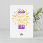 Invitation En Aluminium Ajouter Logo Purple Cadeau Feu d'artifice d'affair (Debout devant)