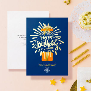 Invitation En Aluminium Ajouter un logo bleu marine orange feux d'artifice