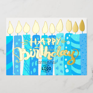 Invitation En Aluminium Ajouter un logo Bougies Fun Sky Blue Anniversaire