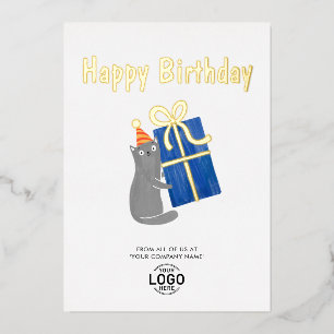 Invitation En Aluminium Ajouter un logo Chaton mignon Cadeau Bleu Marine E