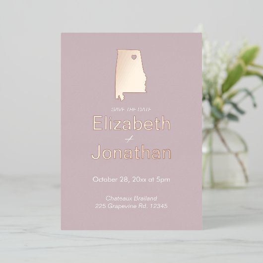 Invitation En Aluminium Alabama Destination Mariage Enregistrer La Date Ro (Debout devant)