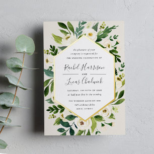 Invitation En Aluminium Alabaster Cadre de mariage floral blanc