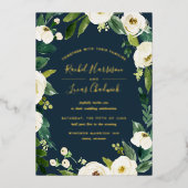 Invitation En Aluminium Albâtre Floral Cadre Mariage Or (Recto)