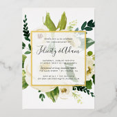 Invitation En Aluminium Albâtre Floral Engagement Party Gold (Recto)