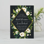Invitation En Aluminium Albâtre | Mariage de cadre de fleurs vert et blanc (Debout devant)