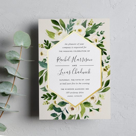Invitation En Aluminium Albâtre | Mariage de cadre floral blanc