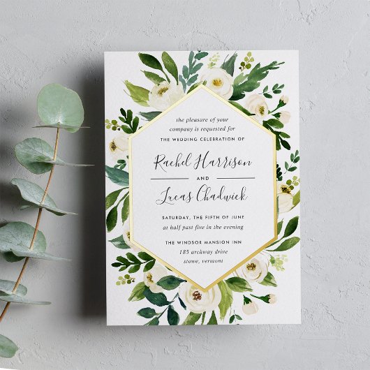 Invitation En Aluminium Albâtre | Mariage de cadre floral blanc