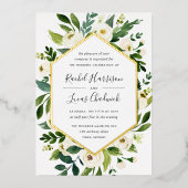 Invitation En Aluminium Albâtre | Mariage de cadre floral blanc (Recto)
