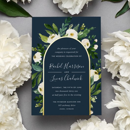 Invitation En Aluminium Albâtre | Vert et blanc Mariage d'arc floral