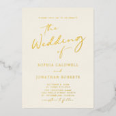 Invitation En Aluminium All in One Gold Calligraphy Mariage (Recto)