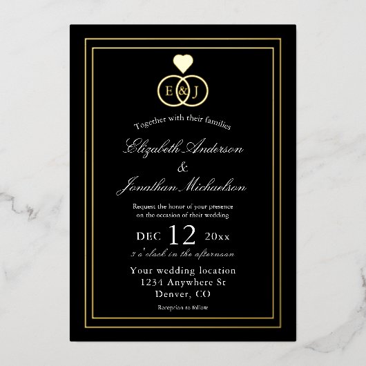 Invitation En Aluminium Alliance de Bagues Mariage (Recto)